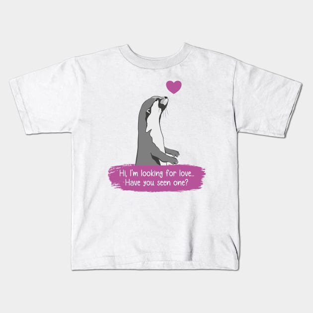 Otter looking for love Kids T-Shirt by Enchantedbox